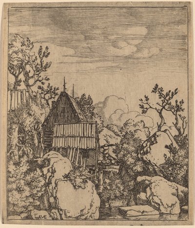 Hombre en un pequeño puente de madera, probablemente c. 1645-1656 de Allart van Everdingen