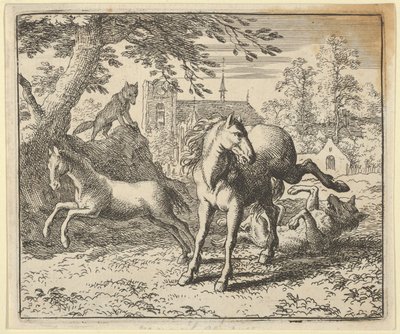 Renard va con el tejón a la corte para apaciguar la ira del león de Allart van Everdingen