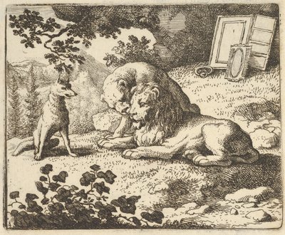 Renard Miente que le Dio al Carnero Varios Objetos Preciosos que Eran para el León de Allart van Everdingen