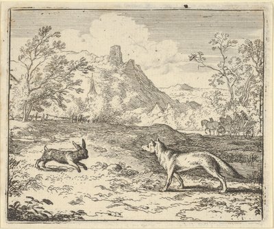 Renard Miente que el Conejo Insultó a Uno de Sus Hijos, 1650-75 de Allart van Everdingen