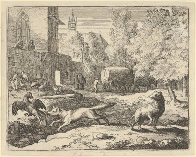 Renard quiere encontrar un gallo, 1650-75 de Allart van Everdingen