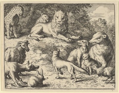 Renard es acusado por los animales ante el león, 1650-75 de Allart van Everdingen