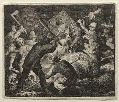 Reynard the Fox:  Peasants Attack the Bear de Allart van Everdingen