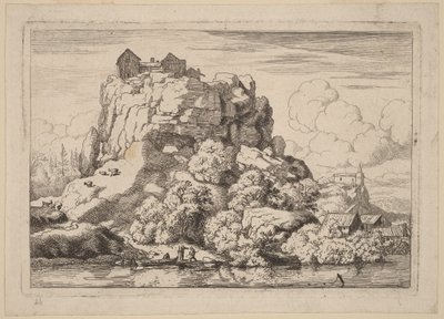 Río al pie de una alta roca de Allart van Everdingen