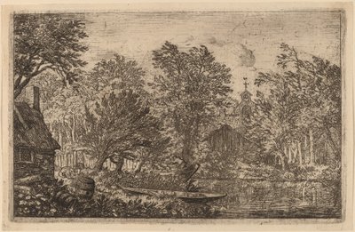 Bote en la orilla de un río, probablemente c. 1645-1656 de Allart van Everdingen