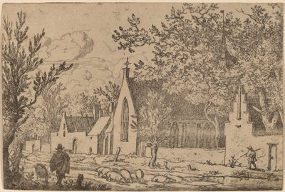 Porquerizo cerca de una capilla, probablemente c. 1645-1656 de Allart van Everdingen