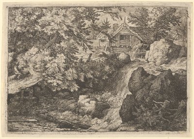 La cascada cerca del molino de agua, siglo XVII de Allart van Everdingen