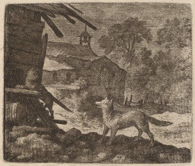 El Gato Entra en el Granero mientras Reynard Observa, probablemente c. 1645-1656 de Allart van Everdingen