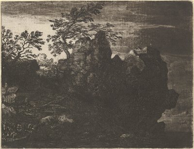 La gran roca en el río, siglo XVII de Allart van Everdingen