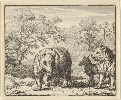 El león libera al oso y al lobo, 1650-75 de Allart van Everdingen