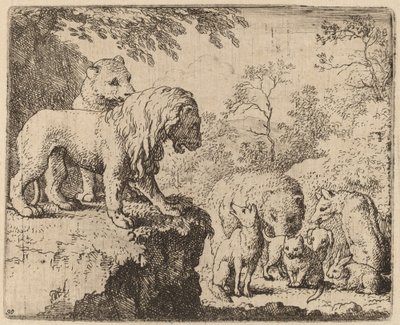 El León Perdona a Reynard ante los Otros Animales de Allart van Everdingen