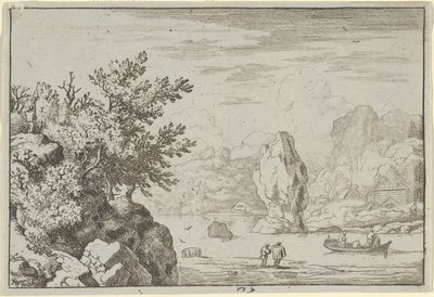 La roca en el medio del río, siglo XVII de Allart van Everdingen