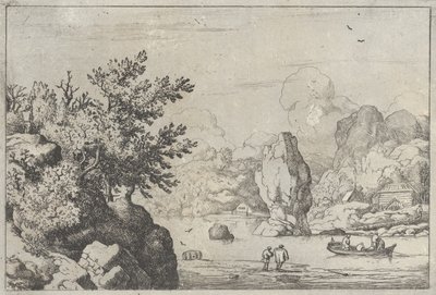 La roca en el medio del río de Allart van Everdingen