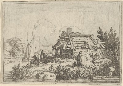La cabaña en ruinas, rodeada de agua, siglo XVII de Allart van Everdingen