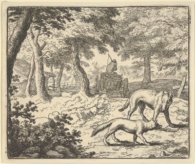 El lobo acusa a Renard de comer el pescado que robó de Allart van Everdingen