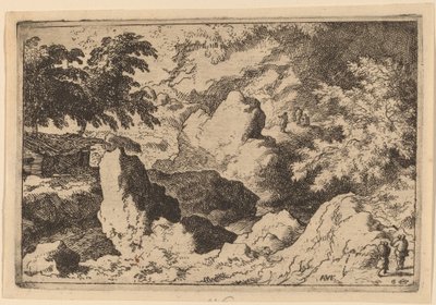 Tres hombres en una roca, probablemente c. 1645-1656 de Allart van Everdingen