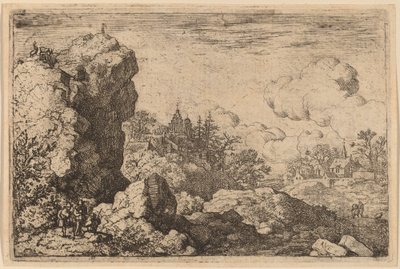 Tres Viajeros al Pie de una Roca Alta de Allart van Everdingen