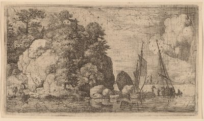 Dos barcos en un río ancho de Allart van Everdingen