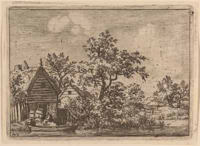 Dos barriles frente a una cabaña, probablemente c. 1645-1656 de Allart van Everdingen