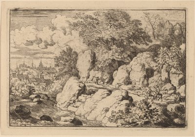 Dos jinetes en un camino rocoso, probablemente c. 1645-1656 de Allart van Everdingen