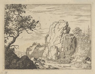 Dos Hombres Sentados al Pie de una Roca Alta, siglo XVII de Allart van Everdingen
