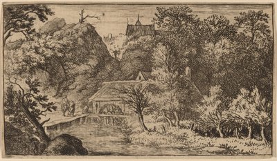 Molino de agua al pie de una montaña, probablemente c. 1645-1656 de Allart van Everdingen