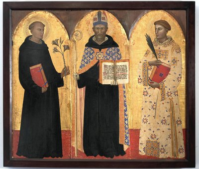 San Agustín entre San Nicolás de Tolentino y San Esteban de Fabriano de Allegretto Nuzi