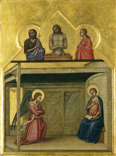 La Anunciación y Cristo sufriente, c.1351-75 de Allegretto Nuzi