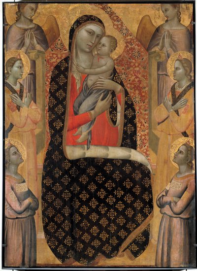 La Virgen Majestuosa rodeada de seis ángeles de Allegretto Nuzi