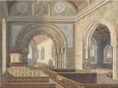 Interior de la iglesia de Longdon, nd [c 1842] de Allen Edward Everitt