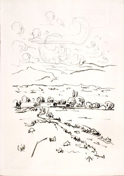 Paisaje con nubes cúmulos de Allen Tucker