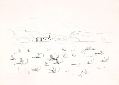 Pradera con iglesia al fondo de Allen Tucker