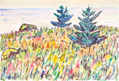 Campo con dos pinos, 1937 de Allen Tucker