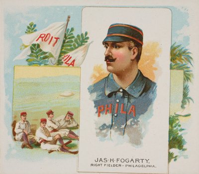James H. Fogarty, jardinero derecho, Filadelfia, de Campeones del Mundo, Segunda Serie N43..., 1888 de Allen and Ginter