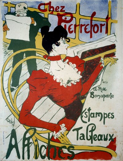 Chez Pierrefort Cartel publicitario para un comerciante de grabados, carteles y pinturas (cartel) de Almery Lobel Riche
