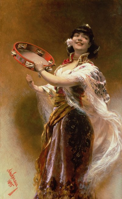Gitana con pandereta de Alois Hans Schram