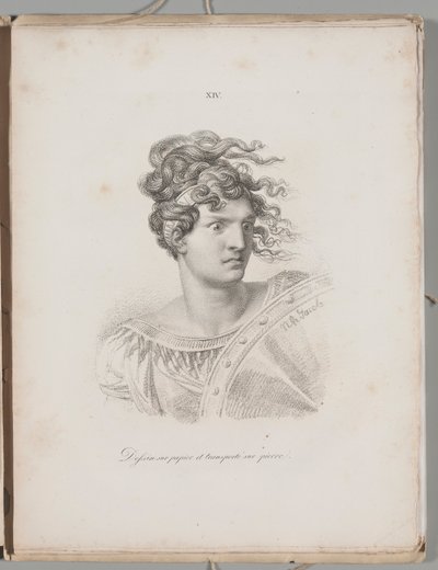 El arte de la litografía: Cabeza de amazona, Lámina XIV de Alois Senefelder