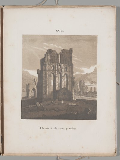 Arte de la Litografía: Ruina de Iglesia Italiana, Lámina XVII de Alois Senefelder