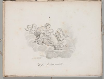 El arte de la litografía: Virgen con el Niño sobre las nubes, Lámina II de Alois Senefelder