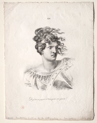El arte de la litografía: Cabeza de una amazona de Alois Senefelder