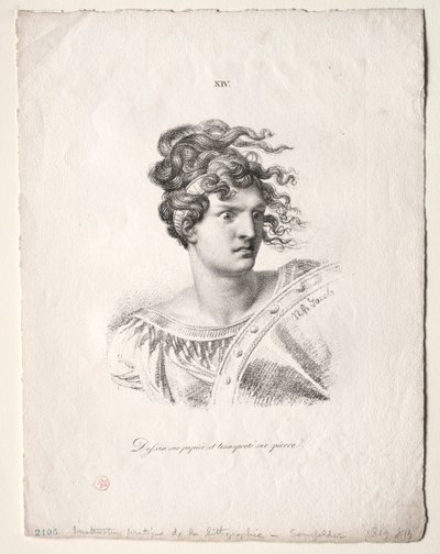 El arte de la litografía: Cabeza de una amazona de Alois Senefelder