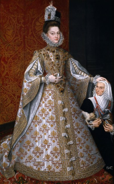Isabel Clara Eugenia de Austria con la enana Magdalena Ruiz de Alonso Sánchez Coello
