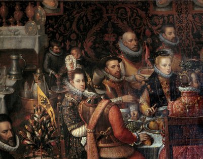 El banquete de los monarcas de la casa de Austria (detalle) de Alonso Sánchez Coello