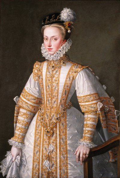 Retrato de Ana de Austria 1549-1580, Reina consorte de España, 1571 de Alonso Sánchez Coello