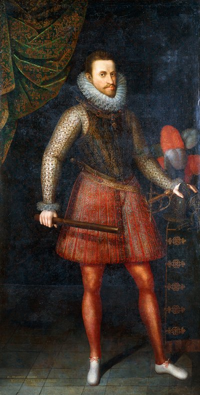 Retrato del Archiduque Alberto, de pie a cuerpo entero sosteniendo un bastón, 1593 de Alonso Sánchez Coello