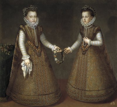 Las infantas Isabel Clara Eugenia 1566-1633 y Catalina Micaela de España 1567-1597, ca. 1575 de Alonso Sánchez Coello