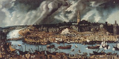 El puerto de Sevilla, c.1590 de Alonso attr. to Sanchez Coello