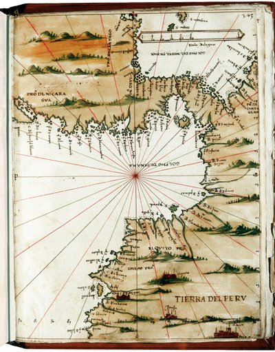 Mapa de América Central y Perú de Alonso de Santa Cruz