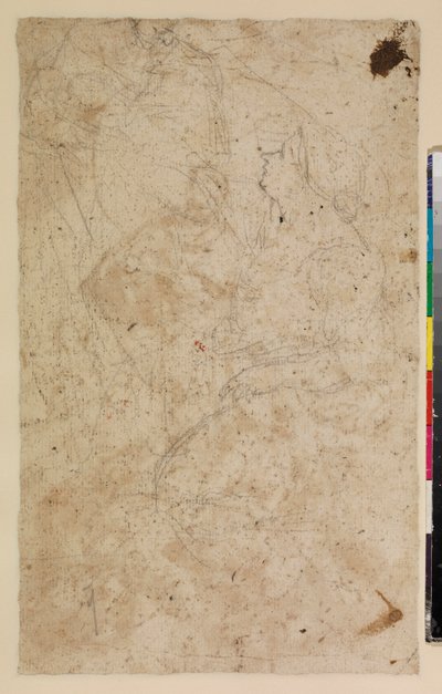Estudios de figura con una mujer arrodillada de perfil, reverso, siglo XVII de Alonso del Arco