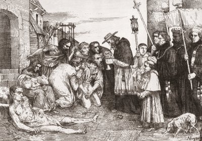 Víctimas de la peste en Roma (grabado) de Alphonse (after) Legros